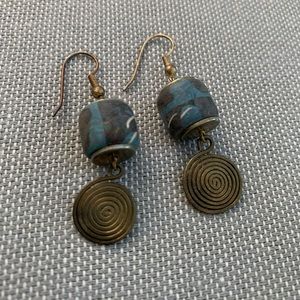 Earrings with Brass and Clay Detail
